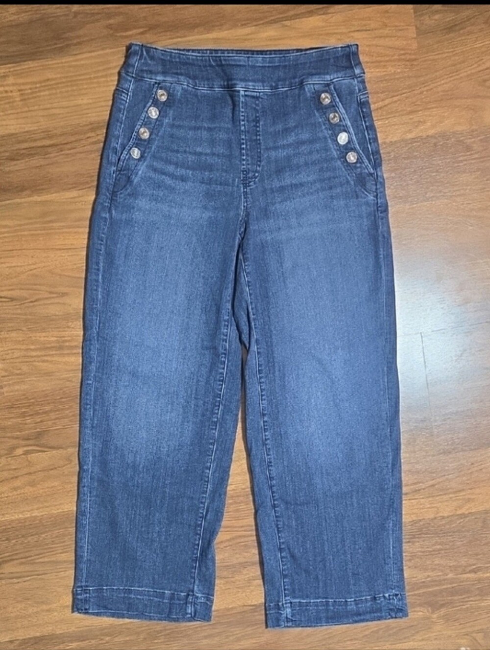 Chico's Pull-On Wide-Leg Nautical Cropped Sailor Jeans